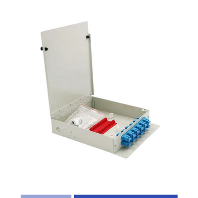 खरीदें दीवार पर लगने वाले अनुप्रयोगों के लिए कोल्ड-रोल्ड स्टील निर्माण के साथ 12 पोर्ट फाइबर ऑप्टिक वितरण बॉक्स ऑनलाइन निर्माण