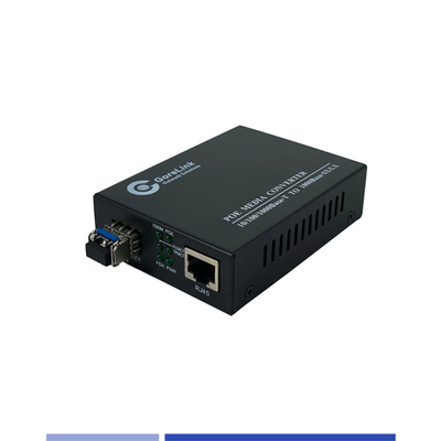 फाइबर मीडिया कन्वर्टर 10/100/1000Mbps सिंगलमोड SMF 1310nm डुअल SFP स्लॉट 20KM